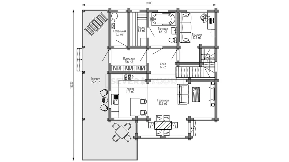 Планировка первого этажа - Комплект+