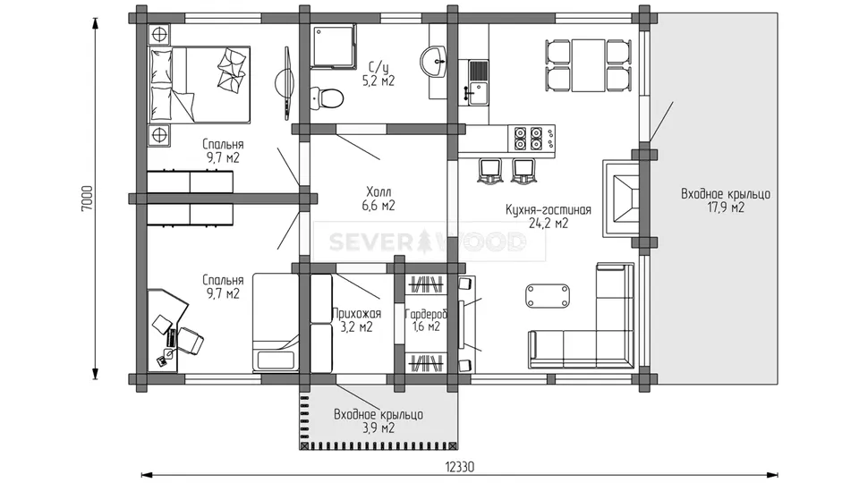 Планировка первого этажа - Комплект+